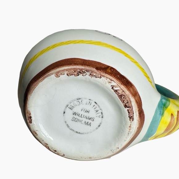 Vtg WIlliams Sonoma Chicken Pitcher Handpainted In Italy Deruta Style 8.5” 28 Oz - Picture 9 of 11